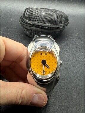 Oakley Timebomb Polished Titanium/Cannon Yellow Dial Watch